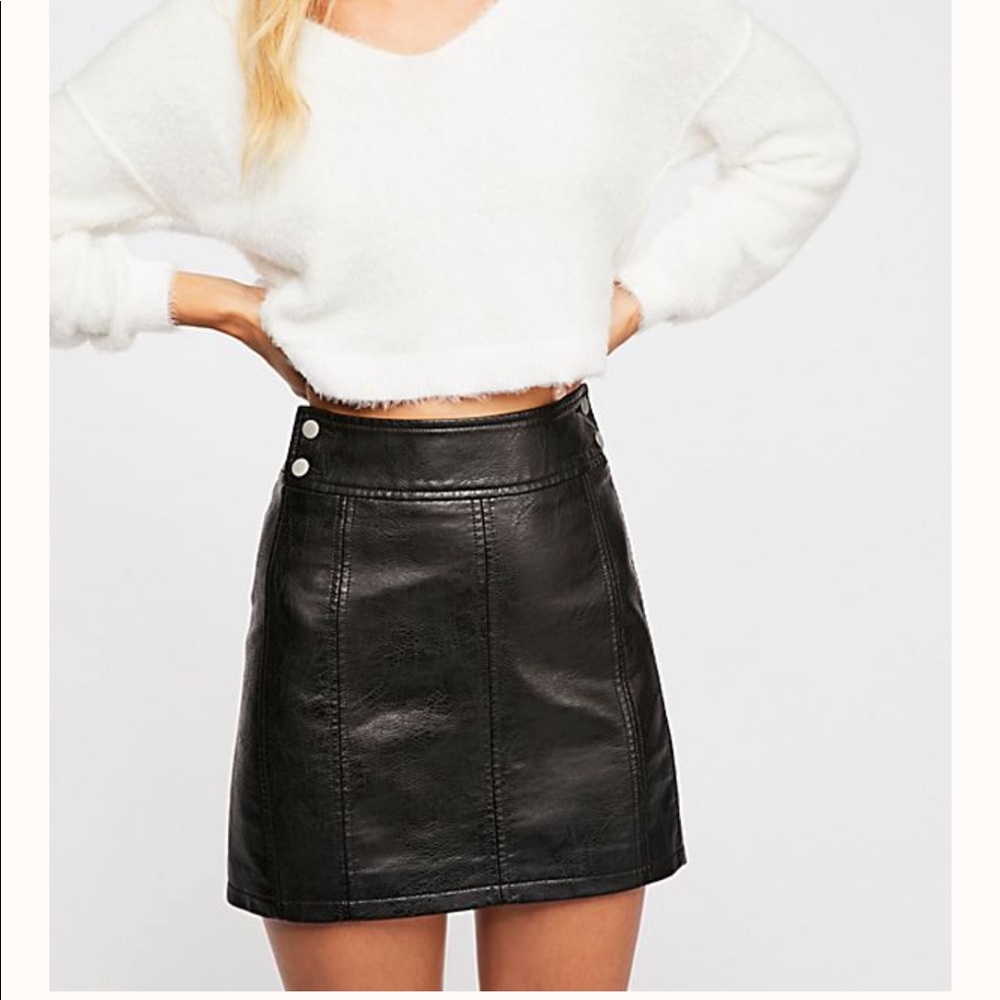 Free People  Retro Vegan Bodycon Mini Skirt, 8